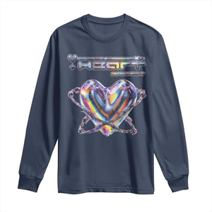 Funny Anti Valentines Day Long Sleeve Shirt Heart Protect Anti Love Single Day TS10 Navy Print Your Wear