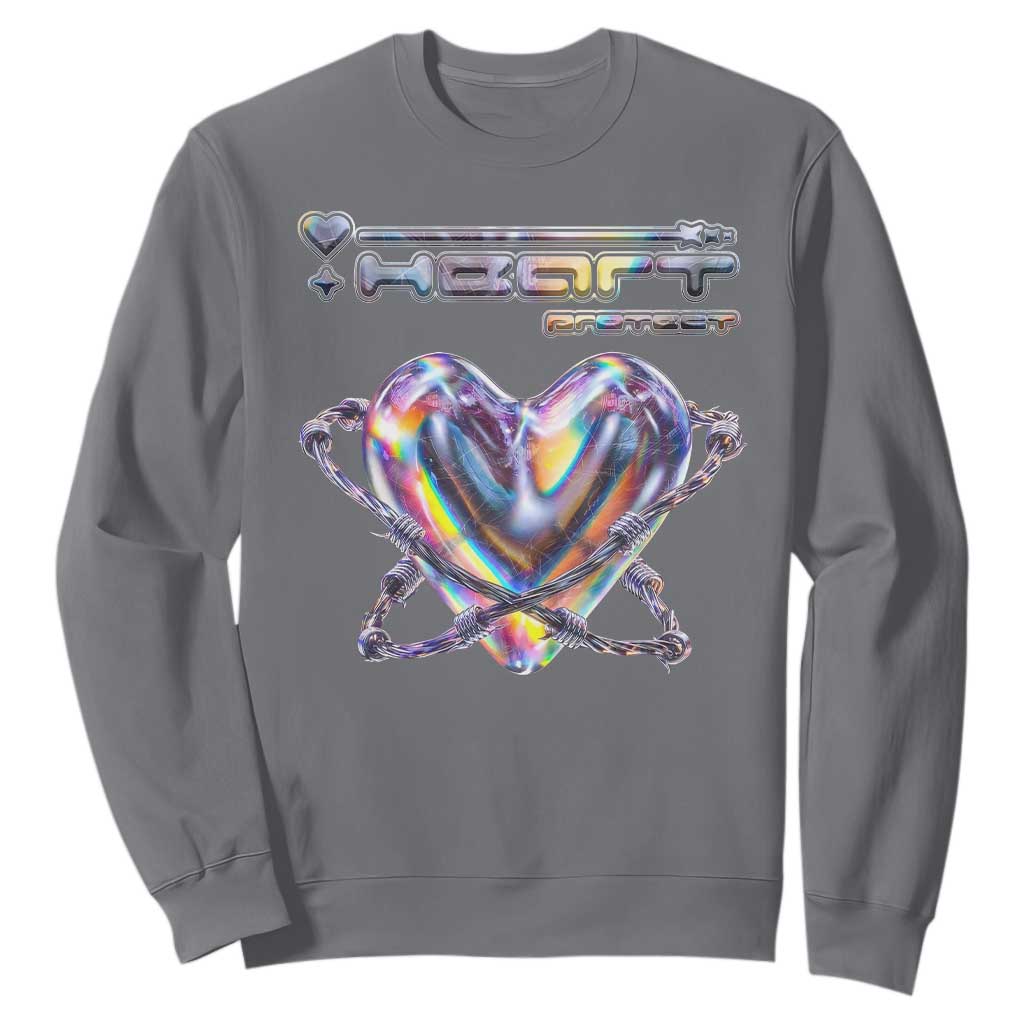 Funny Anti Valentines Day Sweatshirt Heart Protect Anti Love Single Day TS10 Charcoal Print Your Wear