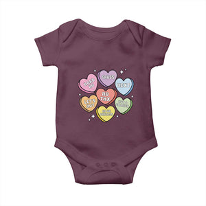 Funny Anti Valentines Day Baby Onesie Sarcasm Conversation Candy Hearts TS10 Maroon Print Your Wear