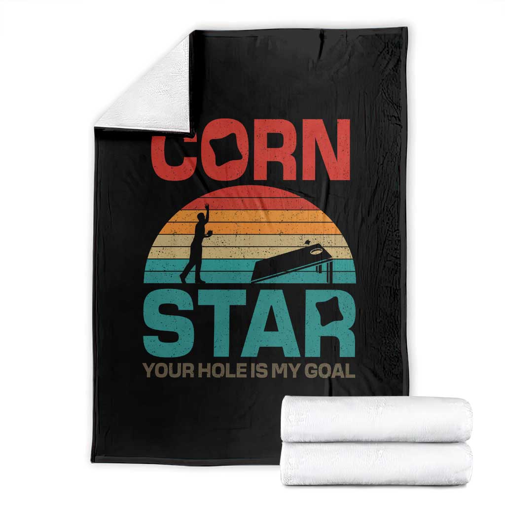 Inappropriate Cornhole Throw Blanket Retro Funny Adult Humor Cornstar Your Hole Is My Goal TS10 Black Print Your Wear