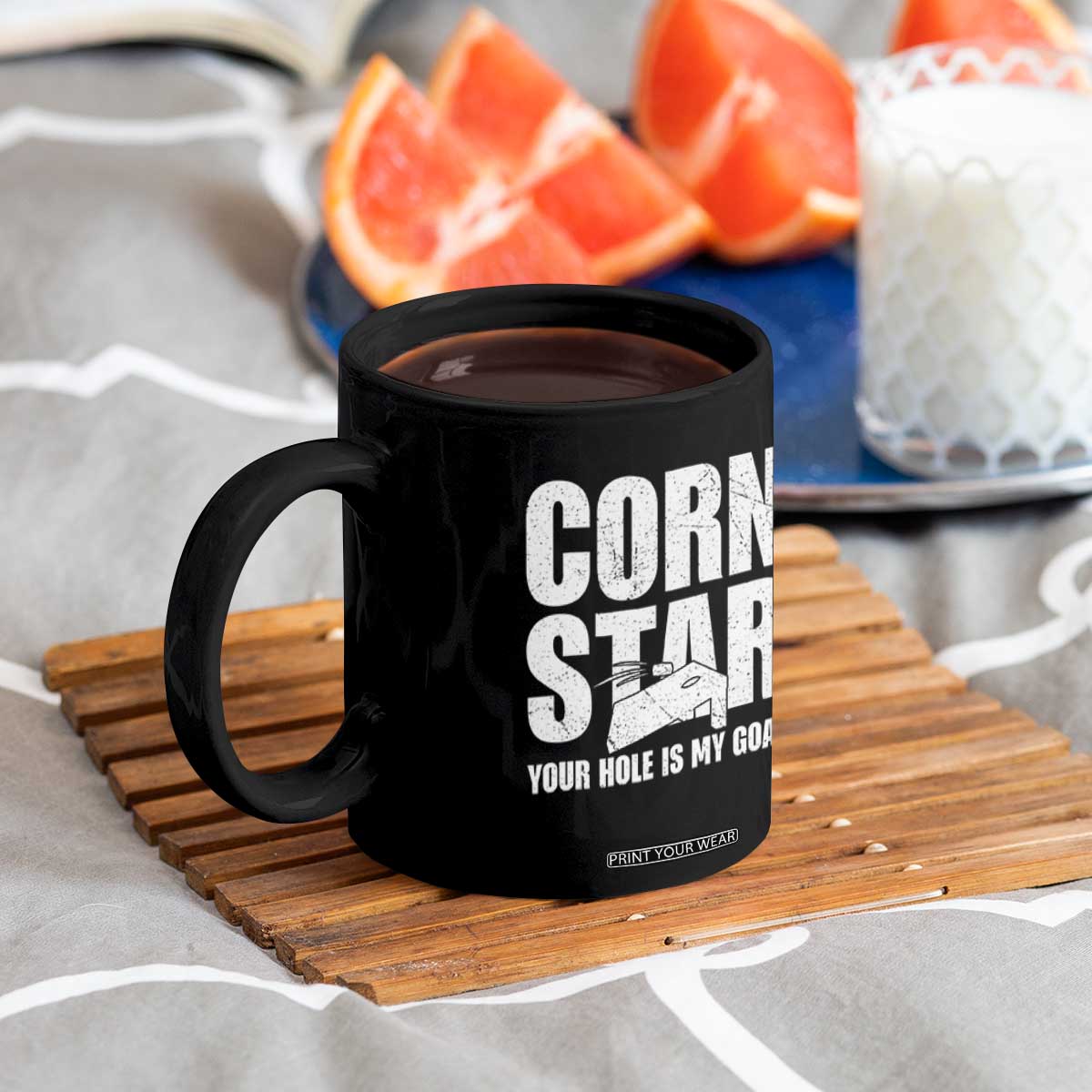 Inappropriate Cornhole Coffee Mug Funny Adult Humor Cornstar Your Hole Is My Goal TS10 Print Your Wear