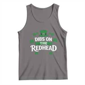 Funny Irish St Patricks Day Dibs On The Redhead Tank Top Lucky Shamrock Clovers TS10 Deep Heather Print Your Wear