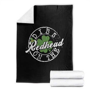 Funny Irish St Patricks Day Dibs On The Redhead Throw Blanket Retro Lucky Shamrock TS10 Black Print Your Wear