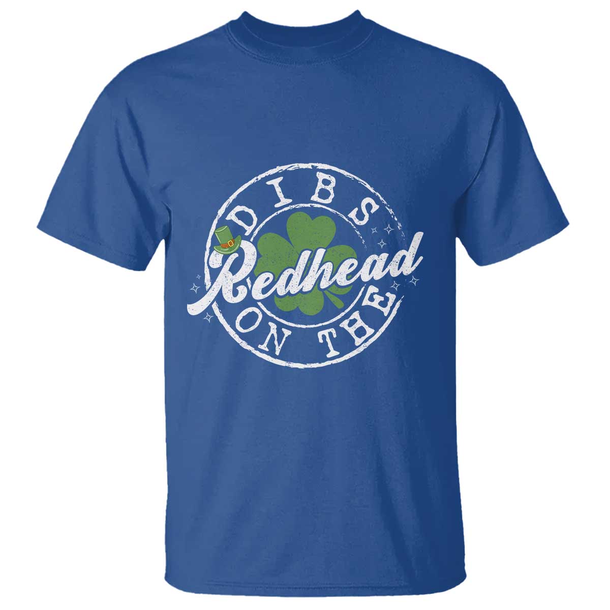 Funny Irish St Patricks Day Dibs On The Redhead T Shirt Retro Lucky Shamrock TS10 Royal Blue Print Your Wear