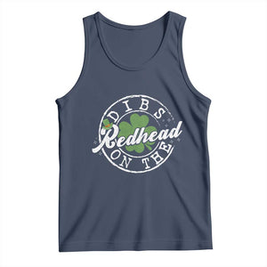 Funny Irish St Patricks Day Dibs On The Redhead Tank Top Retro Lucky Shamrock TS10 Navy Print Your Wear