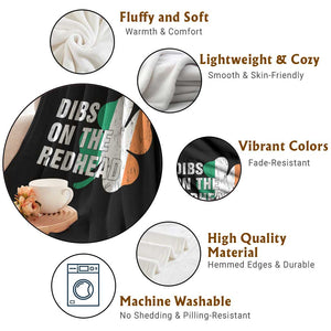 Dibs On The Redhead Throw Blanket Funny Irish St Patricks Day Shamrock TS10 Print Your Wear