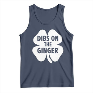 St Patricks Day Shamrock Dibs On The Ginger Tank Top Funny Redhead Irish TS10 Navy Print Your Wear