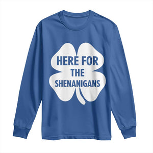 Funny Irish St Patricks Day Long Sleeve Shirt Here for the Shenanigans TS10 Royal Blue Print Your Wear