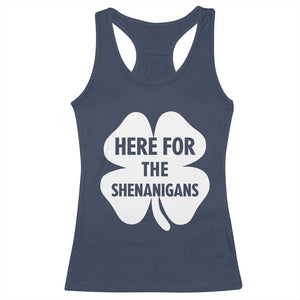 Funny Irish St Patricks Day Racerback Tank Top Here for the Shenanigans TS10 Navy Print Your Wear