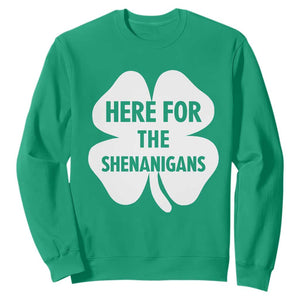Funny Irish St Patricks Day Sweatshirt Here for the Shenanigans TS10 Irish Green Print Your Wear