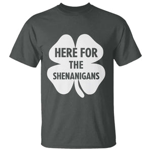 Funny Irish St Patricks Day T Shirt Here for the Shenanigans TS10 Dark Heather Print Your Wear