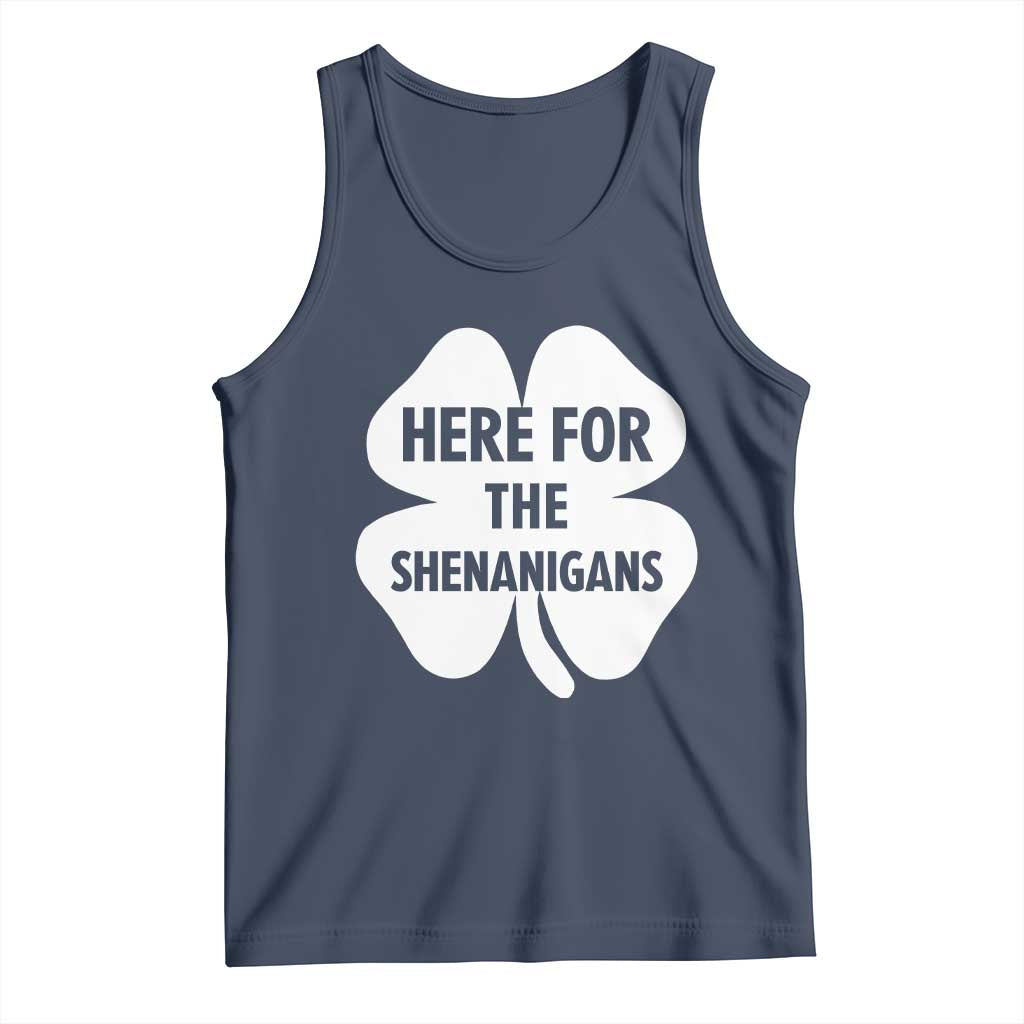 Funny Irish St Patricks Day Tank Top Here for the Shenanigans TS10 Navy Print Your Wear