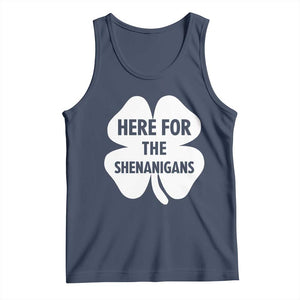 Funny Irish St Patricks Day Tank Top Here for the Shenanigans TS10 Navy Print Your Wear