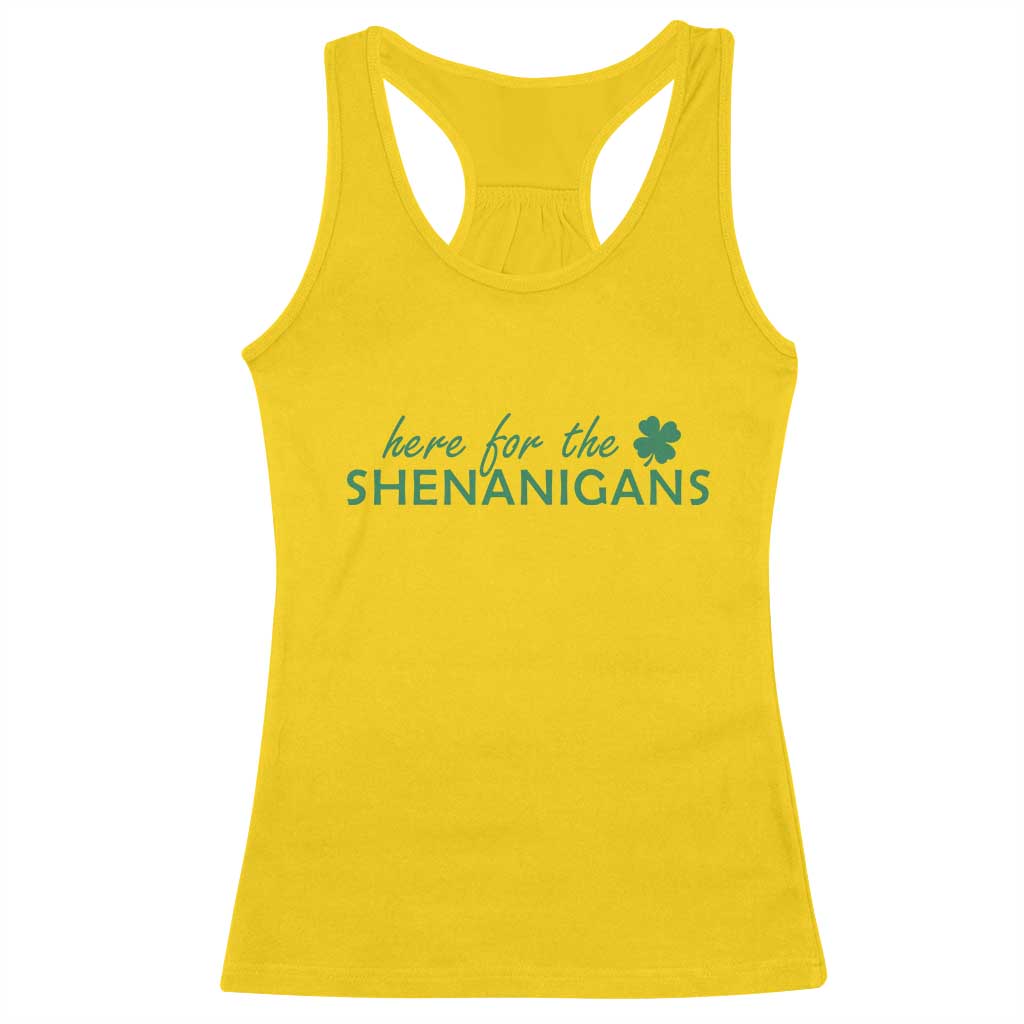 Funny Irish St Patricks Day Racerback Tank Top Here For The Shenanigan Shamrock TS10 Daisy Print Your Wear
