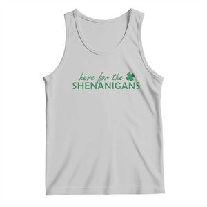 Funny Irish St Patricks Day Tank Top Here For The Shenanigan Shamrock TS10 Ash Print Your Wear