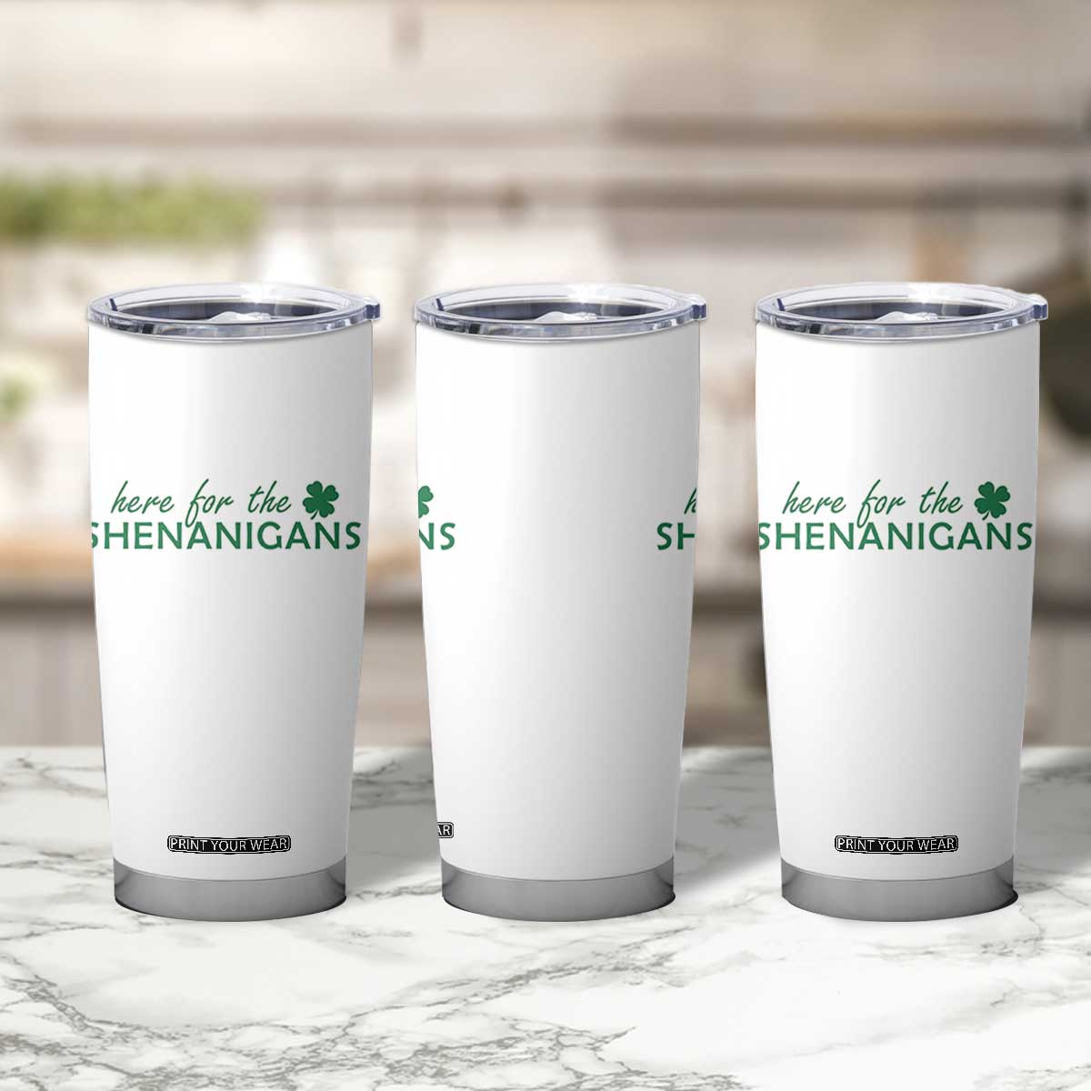 Funny Irish St Patricks Day Tumbler Cup Here For The Shenanigan Shamrock TS10 Print Your Wear