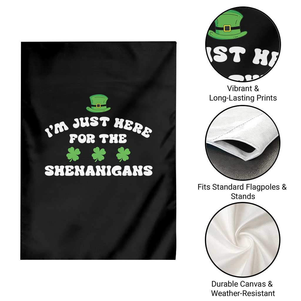 Funny Irish St Patricks Day Garden Flag I'm Just Here For The Shenanigans Shamrock TS10 Print Your Wear