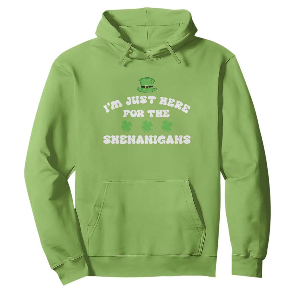 Funny Irish St Patricks Day Hoodie I'm Just Here For The Shenanigans Shamrock TS10 Lime Print Your Wear