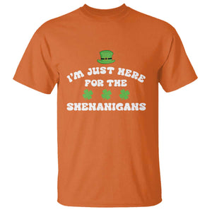 Funny Irish St Patricks Day T Shirt I'm Just Here For The Shenanigans Shamrock TS10 Orange Print Your Wear