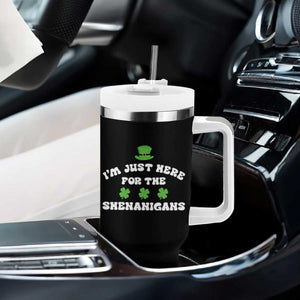 Funny Irish St Patricks Day Tumbler With Handle I'm Just Here For The Shenanigans Shamrock TS10 Print Your Wear