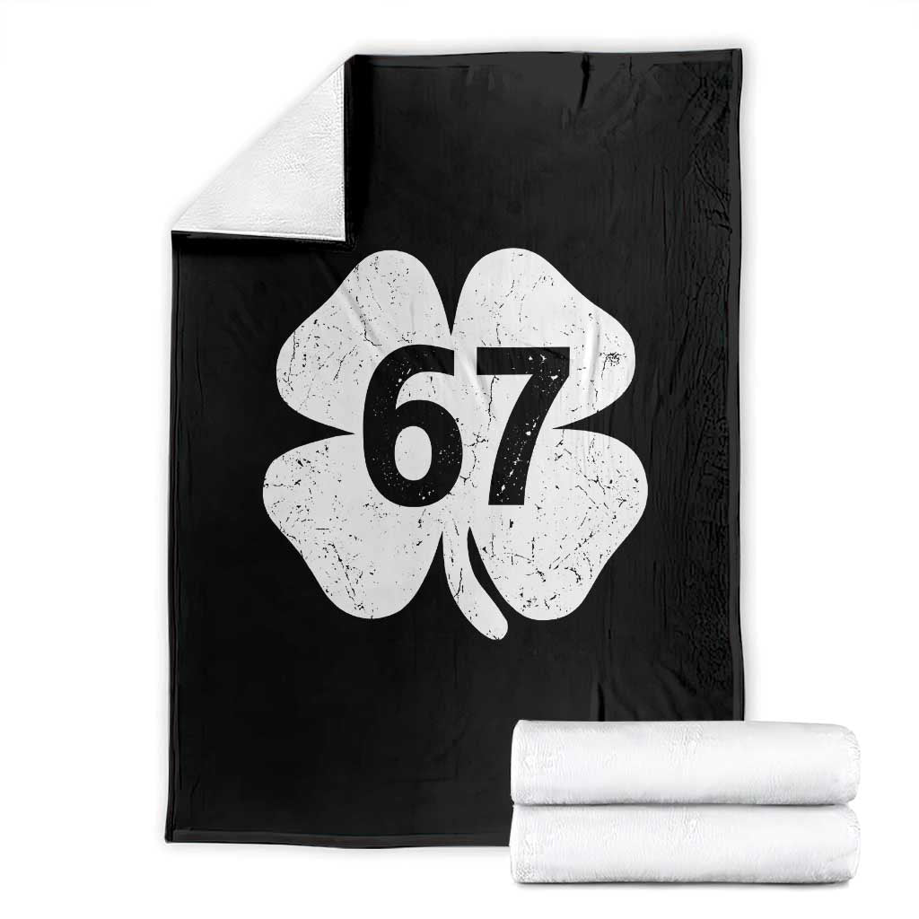 Funny Irish St Patricks Day Shamrock 67 Throw Blanket Six Seven 6 7 Meme Gen Alpha Slang TS10 Black Print Your Wear
