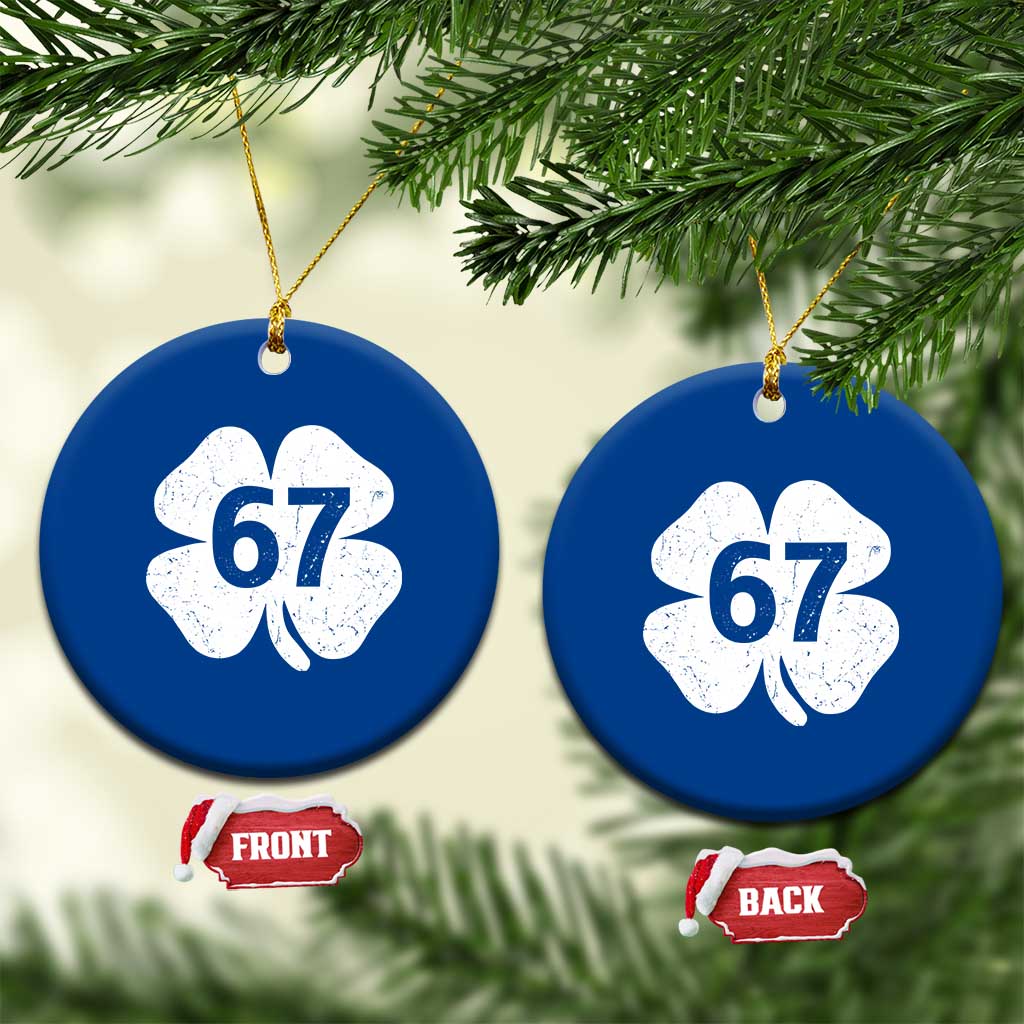 Funny Irish St Patricks Day Shamrock 67 Ceramic Ornament Six Seven 6 7 Meme Gen Alpha Slang TS10 1pc Blue Print Your Wear