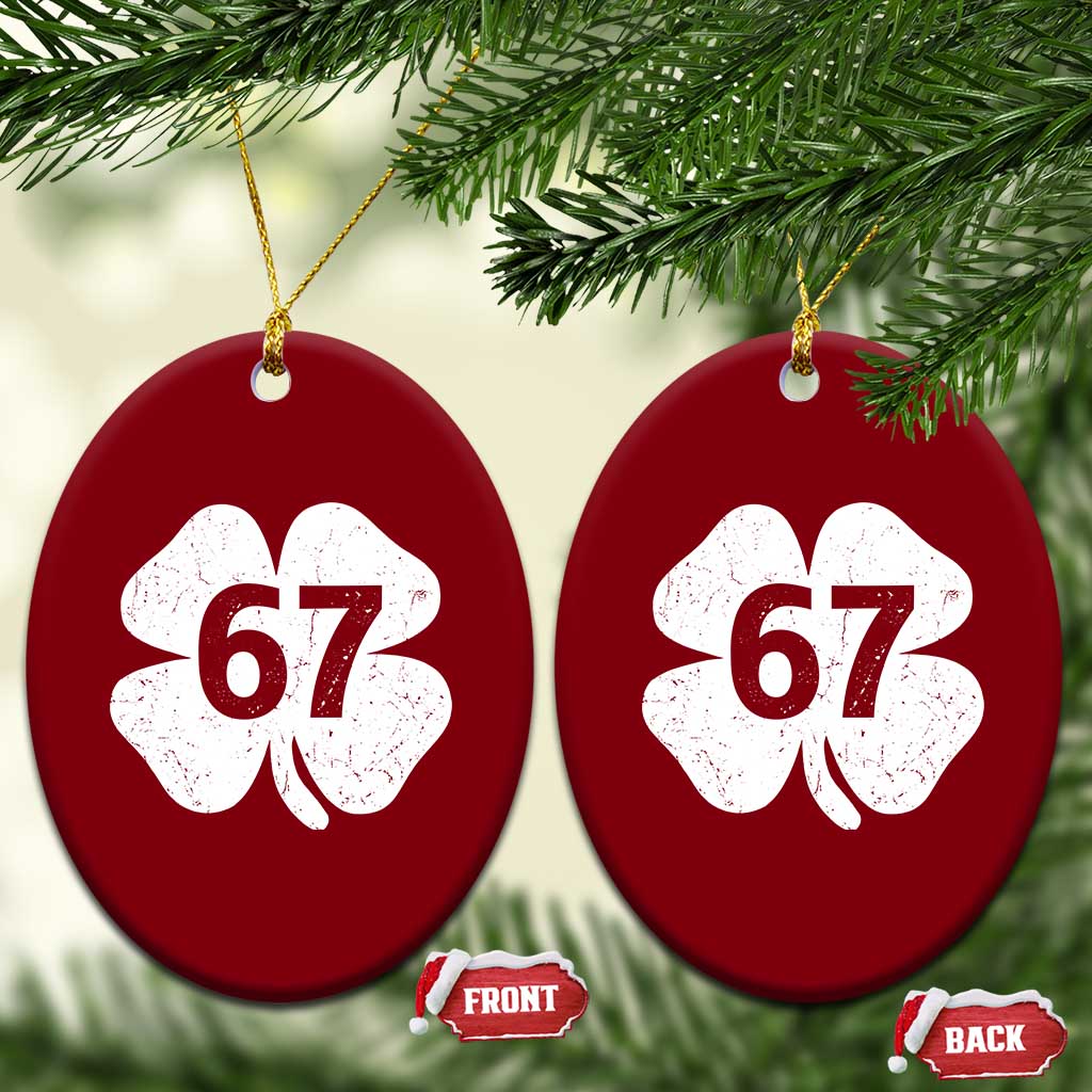 Funny Irish St Patricks Day Shamrock 67 Ceramic Ornament Six Seven 6 7 Meme Gen Alpha Slang TS10 Print Your Wear