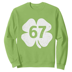 Funny Irish St Patricks Day Shamrock 67 Sweatshirt Six Seven 6 7 Meme Gen Alpha Slang TS10 Lime Print Your Wear