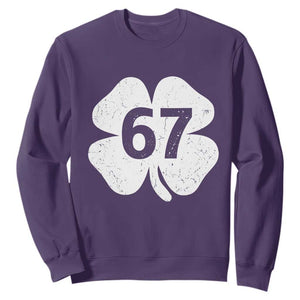 Funny Irish St Patricks Day Shamrock 67 Sweatshirt Six Seven 6 7 Meme Gen Alpha Slang TS10 Purple Print Your Wear
