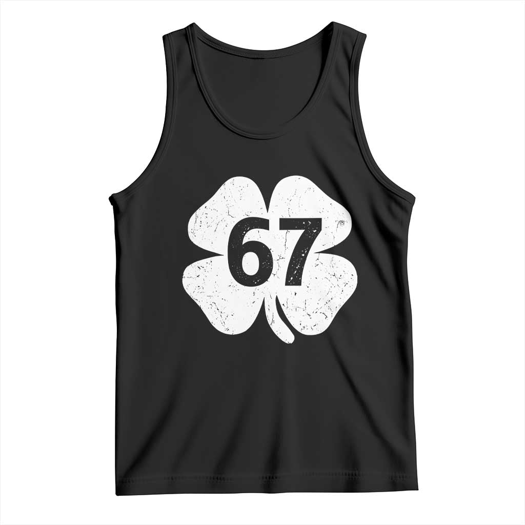 Funny Irish St Patricks Day Shamrock 67 Tank Top Six Seven 6 7 Meme Gen Alpha Slang TS10 Black Print Your Wear