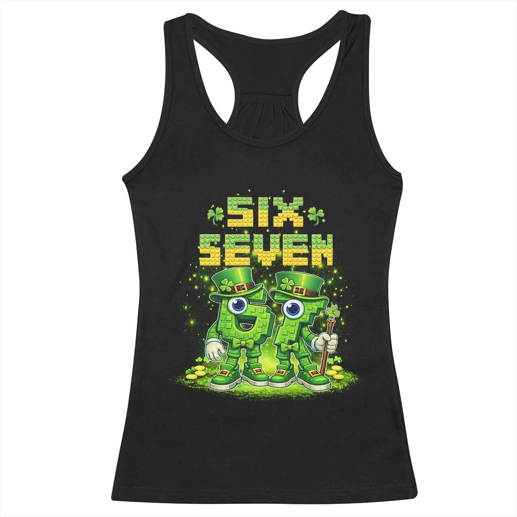 Funny Irish St Patricks Day 67 Racerback Tank Top Six Seven Brainrot Italian Gaming 6 7 Meme Gen Alpha Slang TS10 Black Print Your Wear