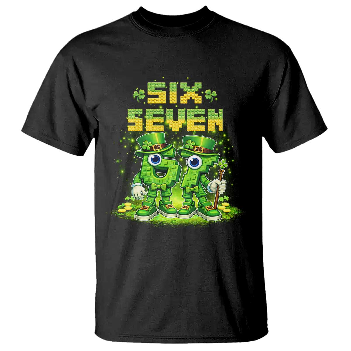 Funny Irish St Patricks Day 67 T Shirt Six Seven Brainrot Italian Gaming 6 7 Meme Gen Alpha Slang TS10 Black Print Your Wear