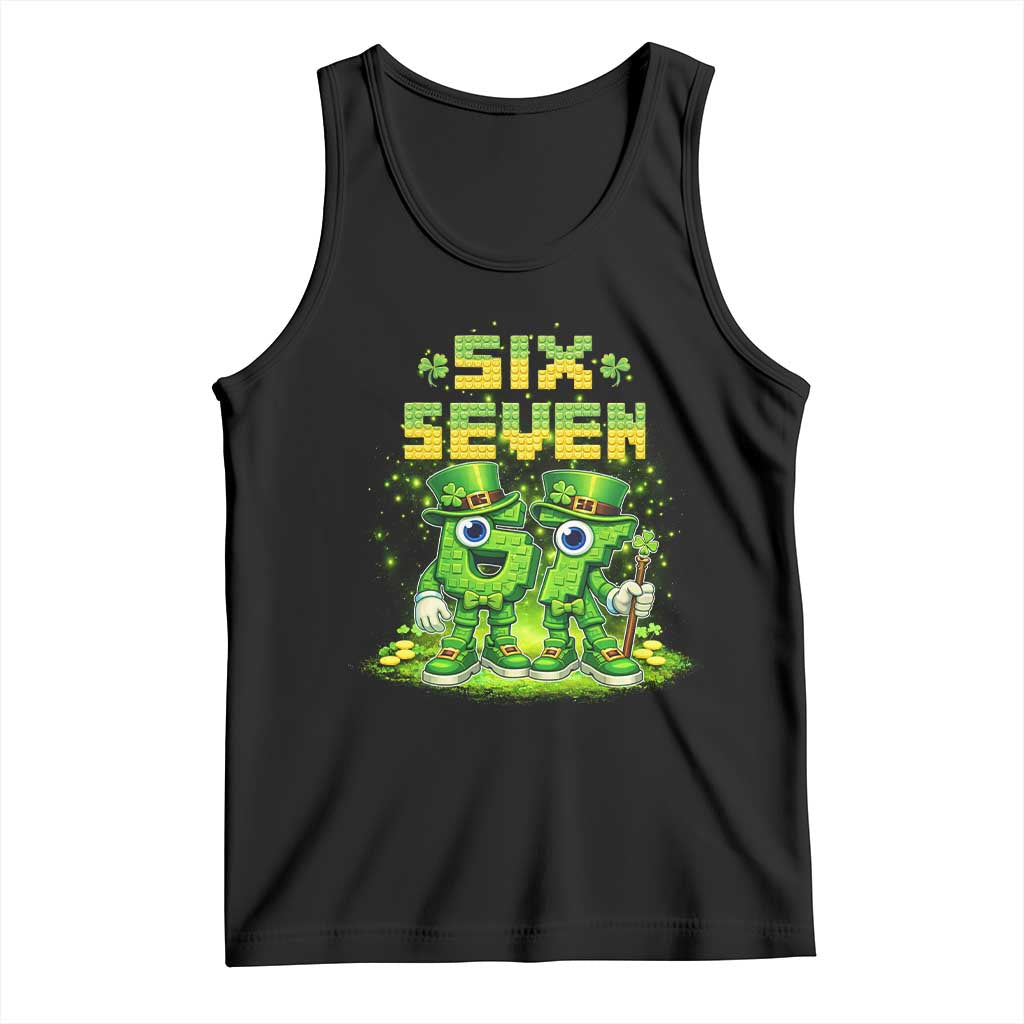 Funny Irish St Patricks Day 67 Tank Top Six Seven Brainrot Italian Gaming 6 7 Meme Gen Alpha Slang TS10 Black Print Your Wear