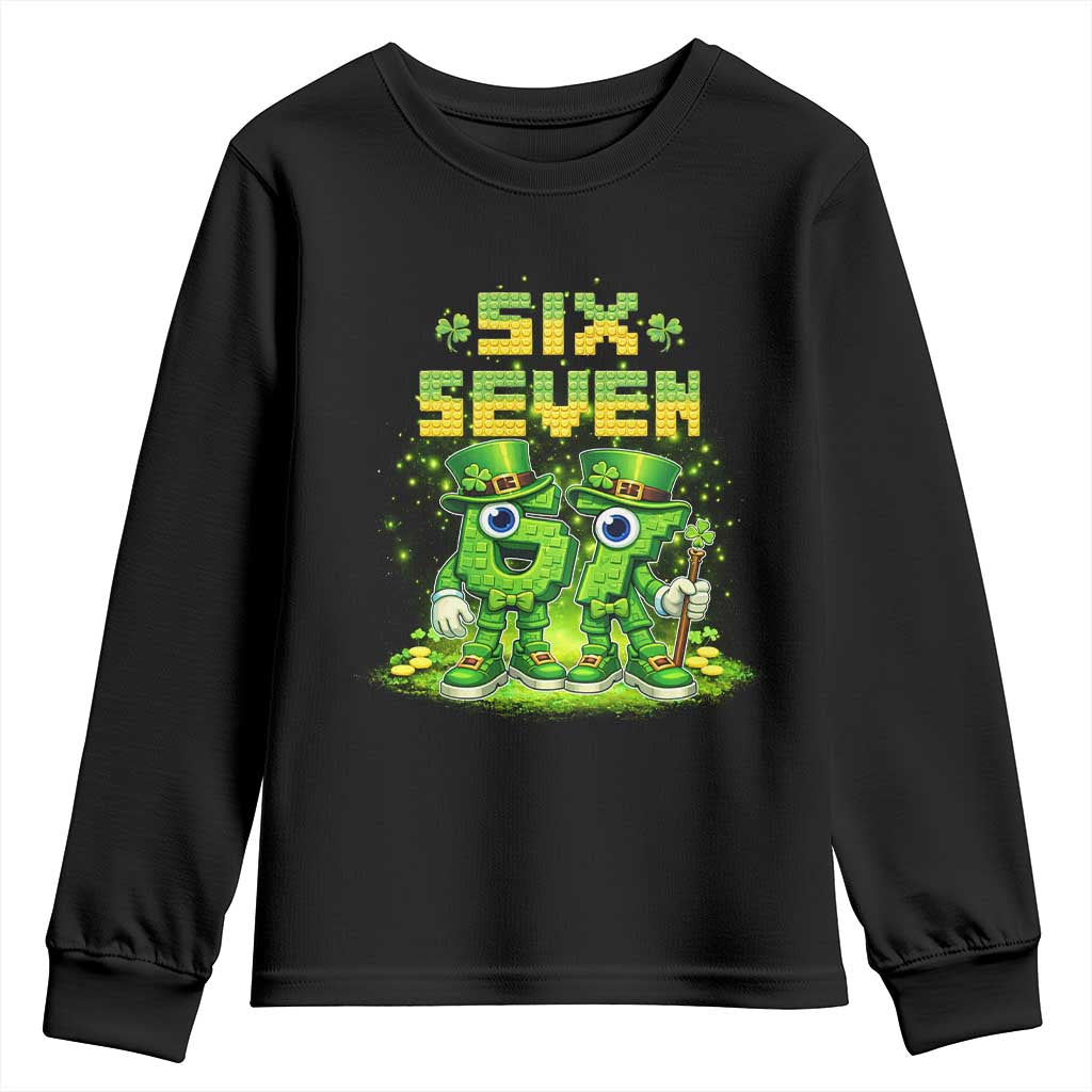 Funny Irish St Patricks Day 67 Youth Sweatshirt Six Seven Brainrot Italian Gaming 6 7 Meme Gen Alpha Slang TS10 Black Print Your Wear