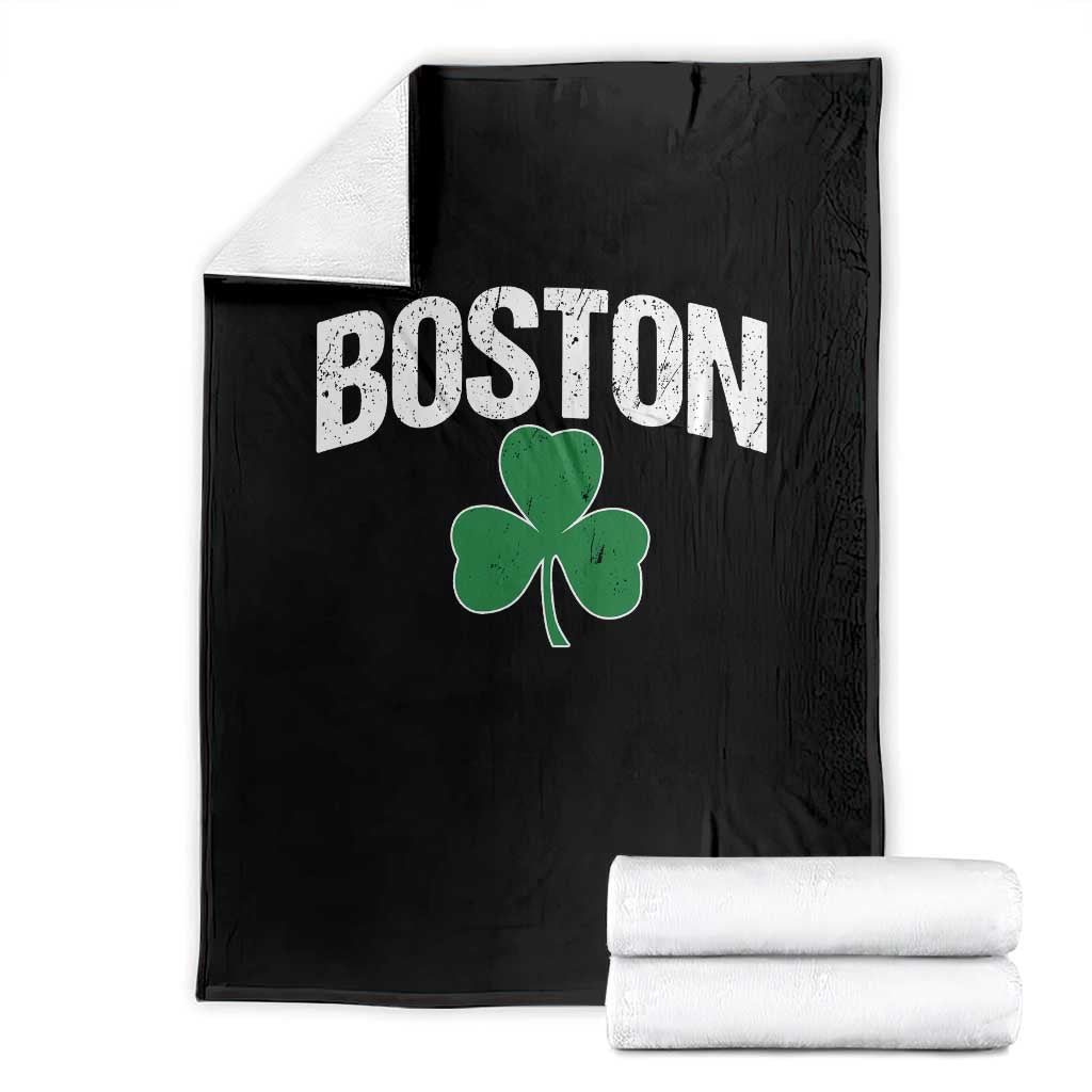 Boston Throw Blanket St Patricks Day Irish Green Shamrock Massachusetts TS10 Black Print Your Wear