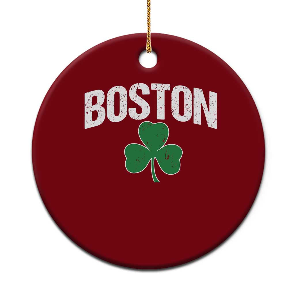 Boston Ceramic Ornament St Patricks Day Irish Green Shamrock Massachusetts TS10 1pc Red Print Your Wear