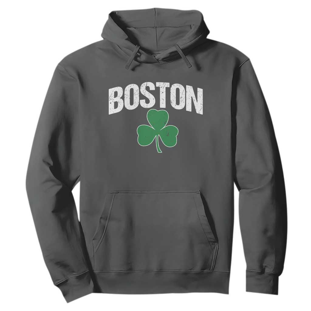 Boston Hoodie St Patricks Day Irish Green Shamrock Massachusetts TS10 Dark Heather Print Your Wear