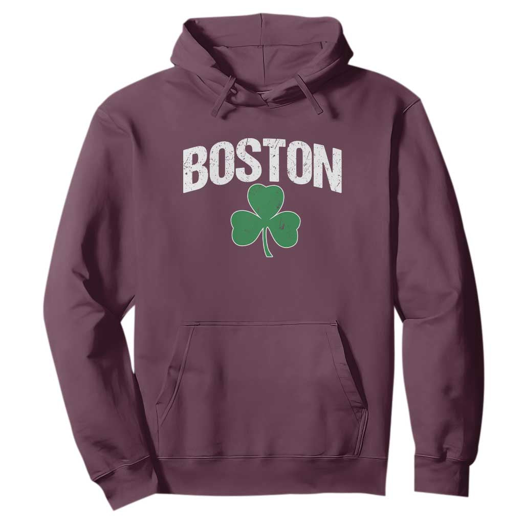 Boston Hoodie St Patricks Day Irish Green Shamrock Massachusetts TS10 Maroon Print Your Wear