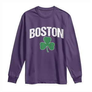 Boston Long Sleeve Shirt St Patricks Day Irish Green Shamrock Massachusetts TS10 Purple Print Your Wear