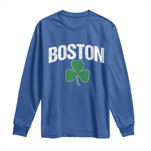 Boston Long Sleeve Shirt St Patricks Day Irish Green Shamrock Massachusetts TS10 Royal Blue Print Your Wear