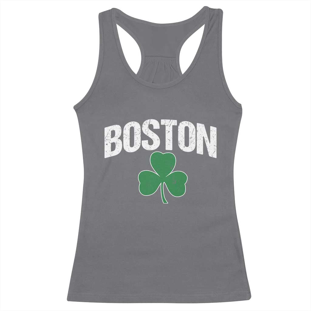 Boston Racerback Tank Top St Patricks Day Irish Green Shamrock Massachusetts TS10 Charcoal Print Your Wear