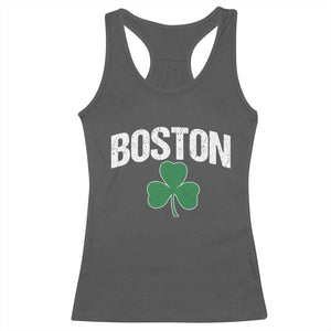 Boston Racerback Tank Top St Patricks Day Irish Green Shamrock Massachusetts TS10 Dark Heather Print Your Wear