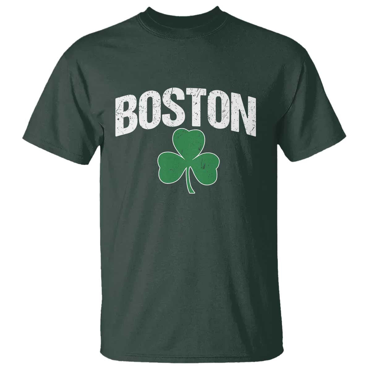 Boston T Shirt St Patricks Day Irish Green Shamrock Massachusetts TS10 Dark Forest Green Print Your Wear