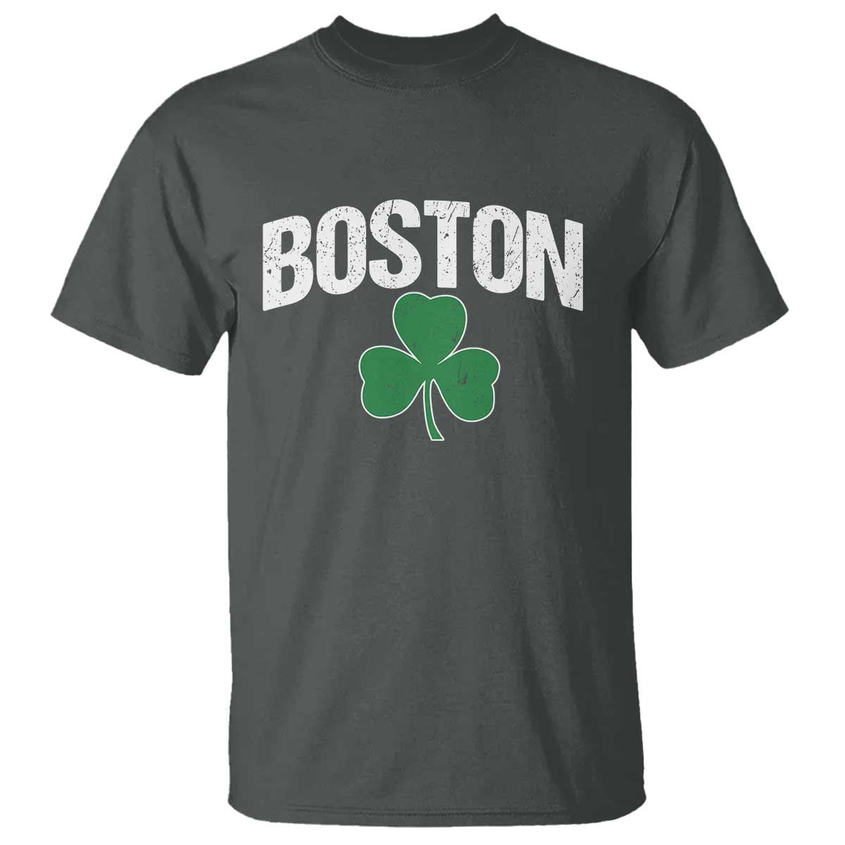 Boston T Shirt St Patricks Day Irish Green Shamrock Massachusetts TS10 Dark Heather Print Your Wear