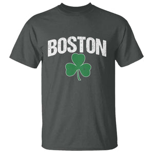 Boston T Shirt St Patricks Day Irish Green Shamrock Massachusetts TS10 Dark Heather Print Your Wear