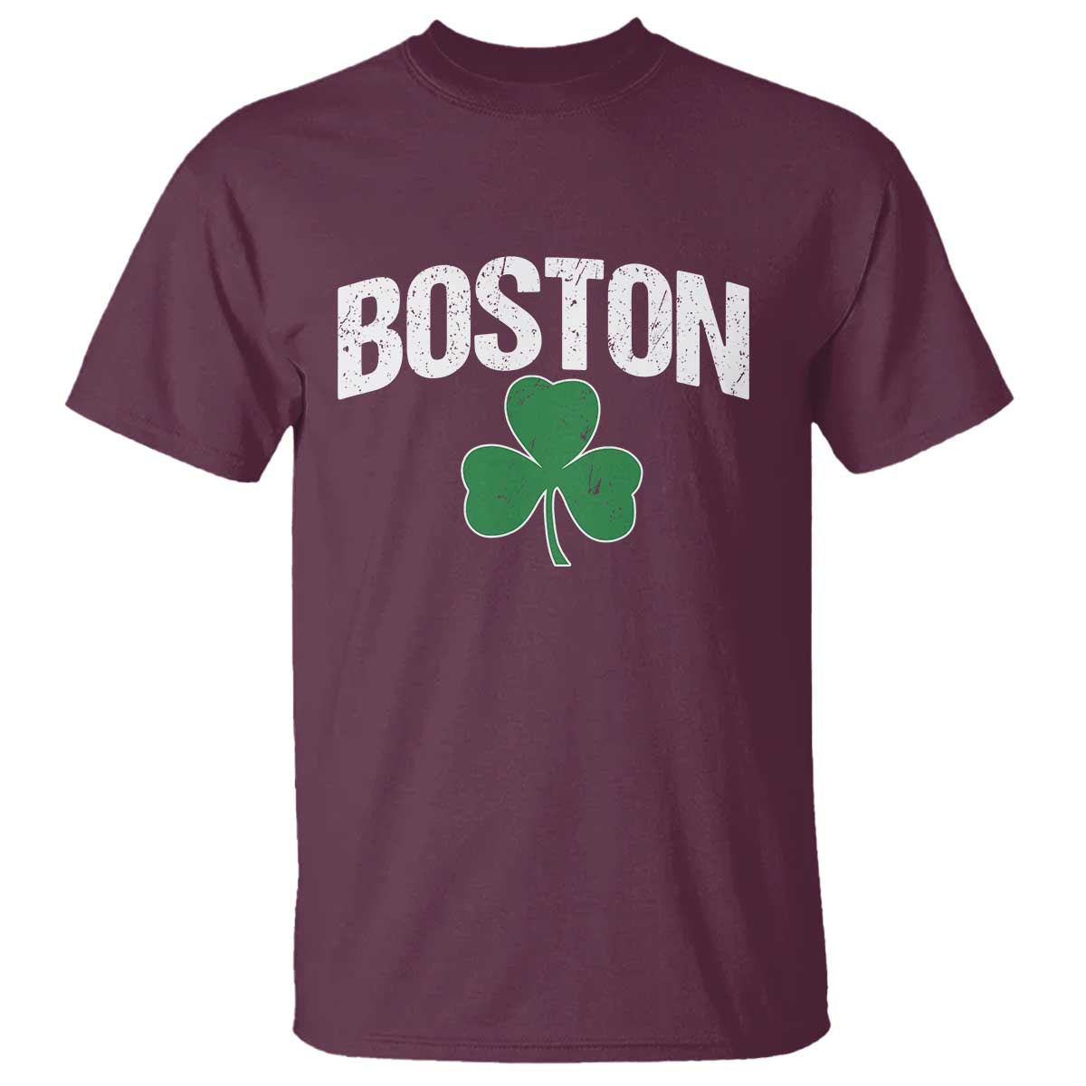 Boston T Shirt St Patricks Day Irish Green Shamrock Massachusetts TS10 Maroon Print Your Wear