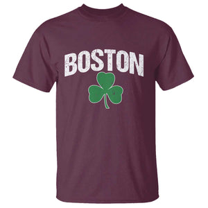Boston T Shirt St Patricks Day Irish Green Shamrock Massachusetts TS10 Maroon Print Your Wear