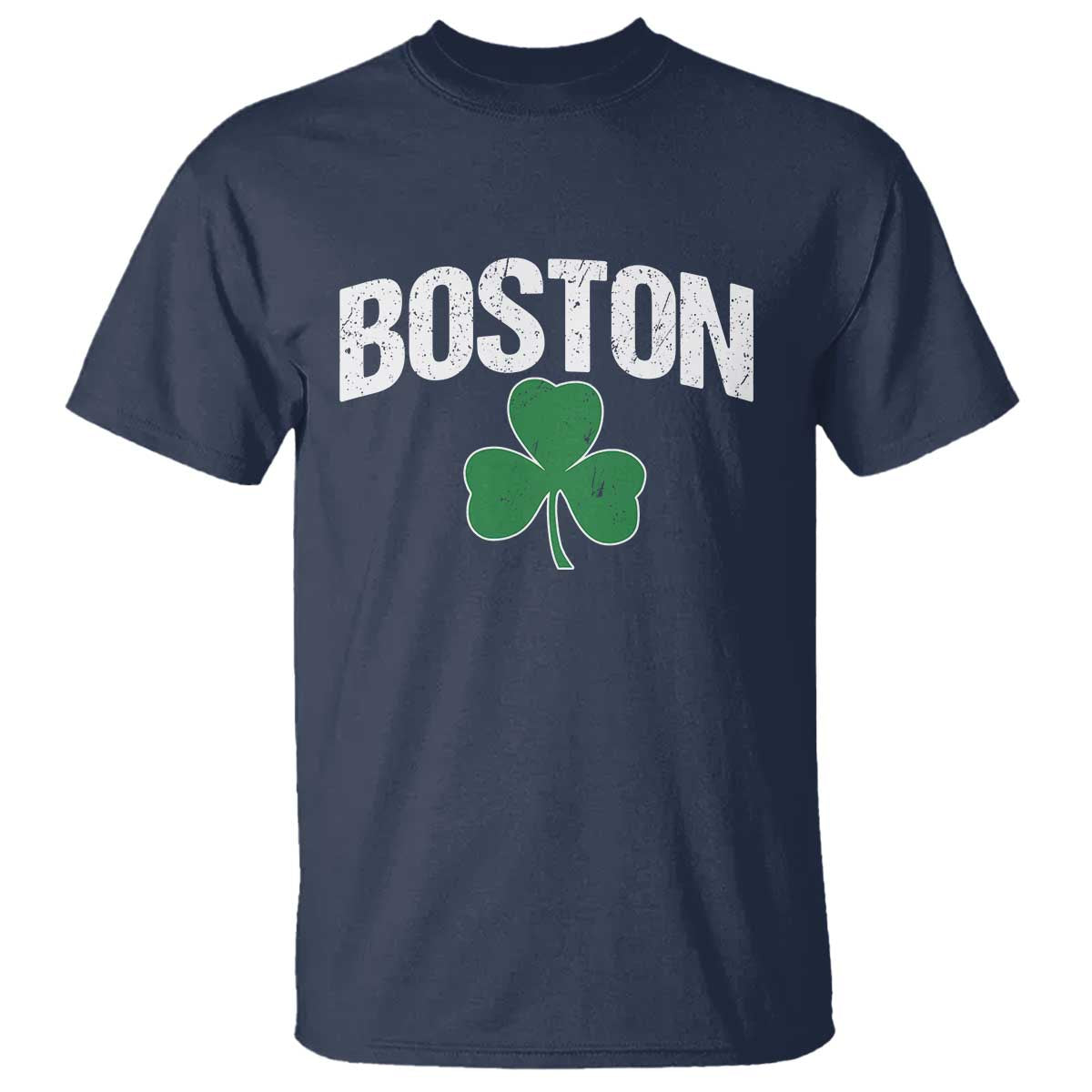 Boston T Shirt St Patricks Day Irish Green Shamrock Massachusetts TS10 Navy Print Your Wear