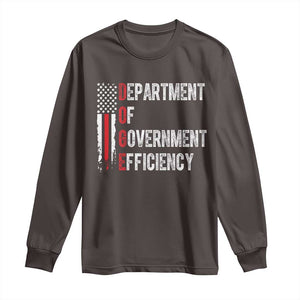 DOGE Department Of Government Efficiency Long Sleeve Shirt D.O.G.E. Partiotic US Flag TS10 Dark Chocolate Print Your Wear