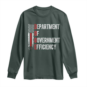 DOGE Department Of Government Efficiency Long Sleeve Shirt D.O.G.E. Partiotic US Flag TS10 Dark Forest Green Print Your Wear